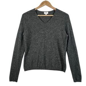 APT. 9 Sweater Women 100% Cashmere Gray V-Neck Pullover Classic S